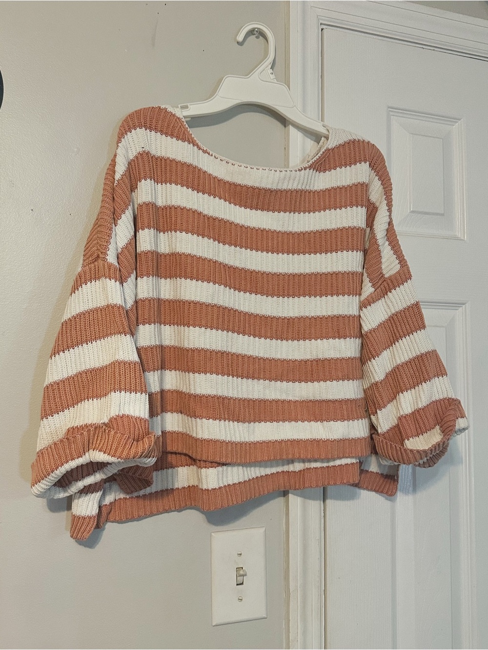 half sleeve striped sweater top